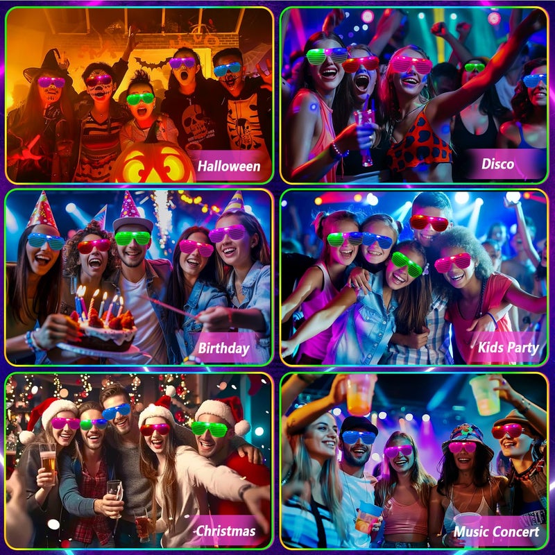 OceanWings 20 LED Glasses for Kids Adults Glow in The Dark Party Favor Supplies,Light up Glasses Toys for Holiday Concert for Neon Glow Party Favors,Wedding,Concert,Raves&Birthday Disco Halloween Christmas - Image 4